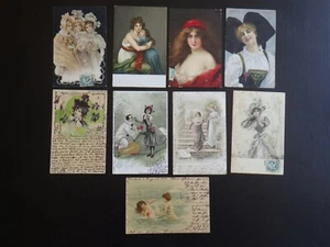 9x CPA Postcards Chromo 1900 Jeunes Femmes Young Ladies Junge Frau - Picture 1 of 7