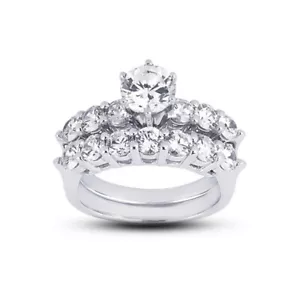 Juego nupcial clásico a juego de diamantes naturales redondos certificados E SI1 8,15 quilates E SI1 - Imagen 1 de 6