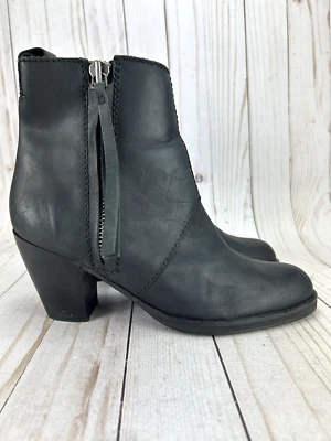 Botines Acne Studios Piston Tacones Cono Cremallera Lateral Cuero Negro Para Mujer Talla 10 Foto 1 de 4