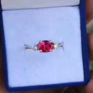 Dainty Ruby Ring 925 Sterling Silver Ring Wedding Ring Engagement RIng Gift Her - Picture 1 of 4