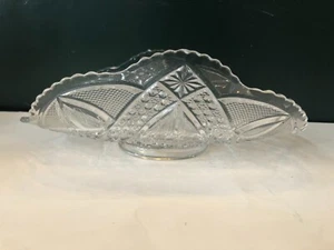 Vintage Pressed Glass Folded Look Celery, relish Dish tray  Sawtooth Edge - Bild 1 von 6