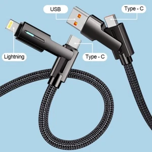 4in1 60W USB PD Cable Charger Cord for iPhone 16 15 14 13 12 Samsung S24 S23 S22 - Picture 1 of 10