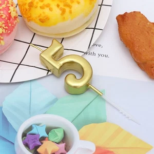 Gold Glitter Happy Birthday Numeral Candles Number Candles Cake Topper - Picture 1 of 12