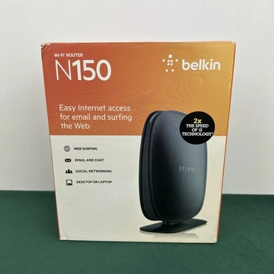 Belkin N150 Wireless-Wi-Fi Router 4 Port 2.4 GHz Easy Internet Access - Image 1 of 3