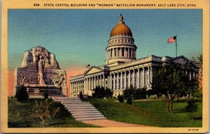 STATE CAPITOL BUILDING Mormonenbataillon Denkmal SALT LAKE CITY, UT Postkarte - Bild 1 von 2