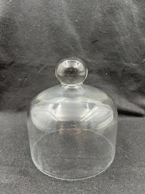 Clear Glass Cloche Dome Cover with Knob Small Bell Jar Butter Cheese Replacement - Image 1 of 4