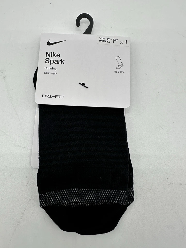 NUEVO UN PAR DE CALCETINES PARA MUJER NIKE SPARK DRI FIT PARA CORRER LIGEROS SIN MOSTRAR NEGROS SM Foto 1 de 3