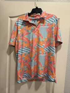 Chubbies Mens Performance Polo Casual Short Sleeve Pullover Floral Orange Size M - Picture 1 of 6