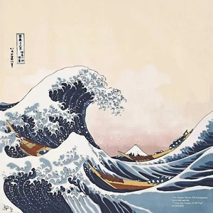Furoshiki (Wrapping Cloth) 70cm Wide,  Ukiyo-e   Hokusai's "The Great Wave" - Picture 1 of 7