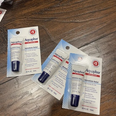 Paquete de 3 ~ Pomada reparadora de labios Aquaphor - Larga duración 0,35 fl oz Foto 1 de 4