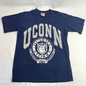 vintage Single Stitch UCONN HUSKIES Navy Blue NUTMEG T Shirt Size-XL USA Made - Picture 1 of 7