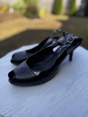 Zapatos de Prey Tacones Negros con Cordones Peep-Toe - Talla 9 Foto 1 de 4