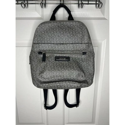 Calvin Klein Women's Signature Logo Backpack Purse Grey/Black - Image 1 of 4