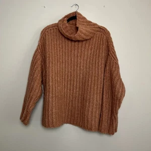Free People Fluffy Fox Wool Alpaca Blend Knit Oversized mock Neck Sweater Sz S  - Picture 1 of 6