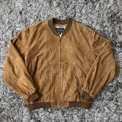 Chaqueta de bombardero de cuero gamuza con cremallera completa Golden Bear para hombre L abrigo marrón informal Foto 1 de 4
