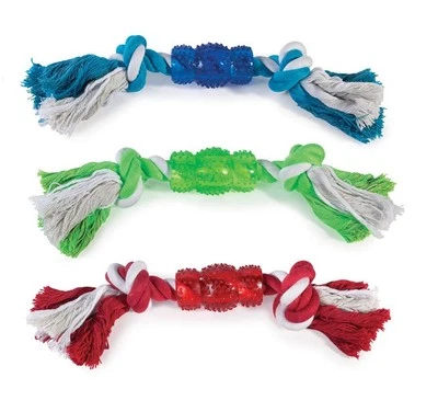 Rope N' Rubber Hard Bones Dog Toy 10" Long Durable Tough Tugging Chew Dogs Toys - Image 1 of 4