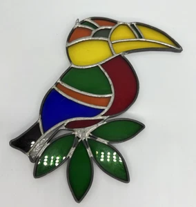 Vintage Buntglas Tukan Vogel hängender Sonnenfänger 8,5" bleihaltig EUC - Bild 1 von 8
