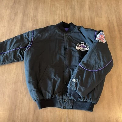 Jaqueta Starter Vintage MLB Colorado Rockies Tamanho-Edição Média de Treinamento de Primavera - Imagem 1 de 4