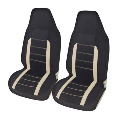 Cubiertas de asiento delanteras de coche con respaldo alto 2 piezas protector de asiento con cubo para accesorios de coche Foto 1 de 4