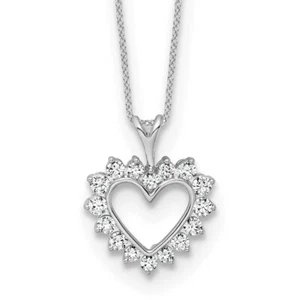 0.51Ct Lab Grown Diamond Heart Pendant 18" Necklace 14K White Gold ( VS/SI, GH) - Picture 1 of 3