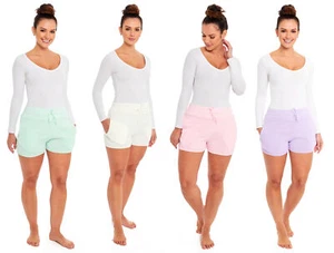 Ladies Loungwear Mini Yoga Shorts Pocket Casual Pyjama Knitted Comfy Bottoms - Picture 1 of 19