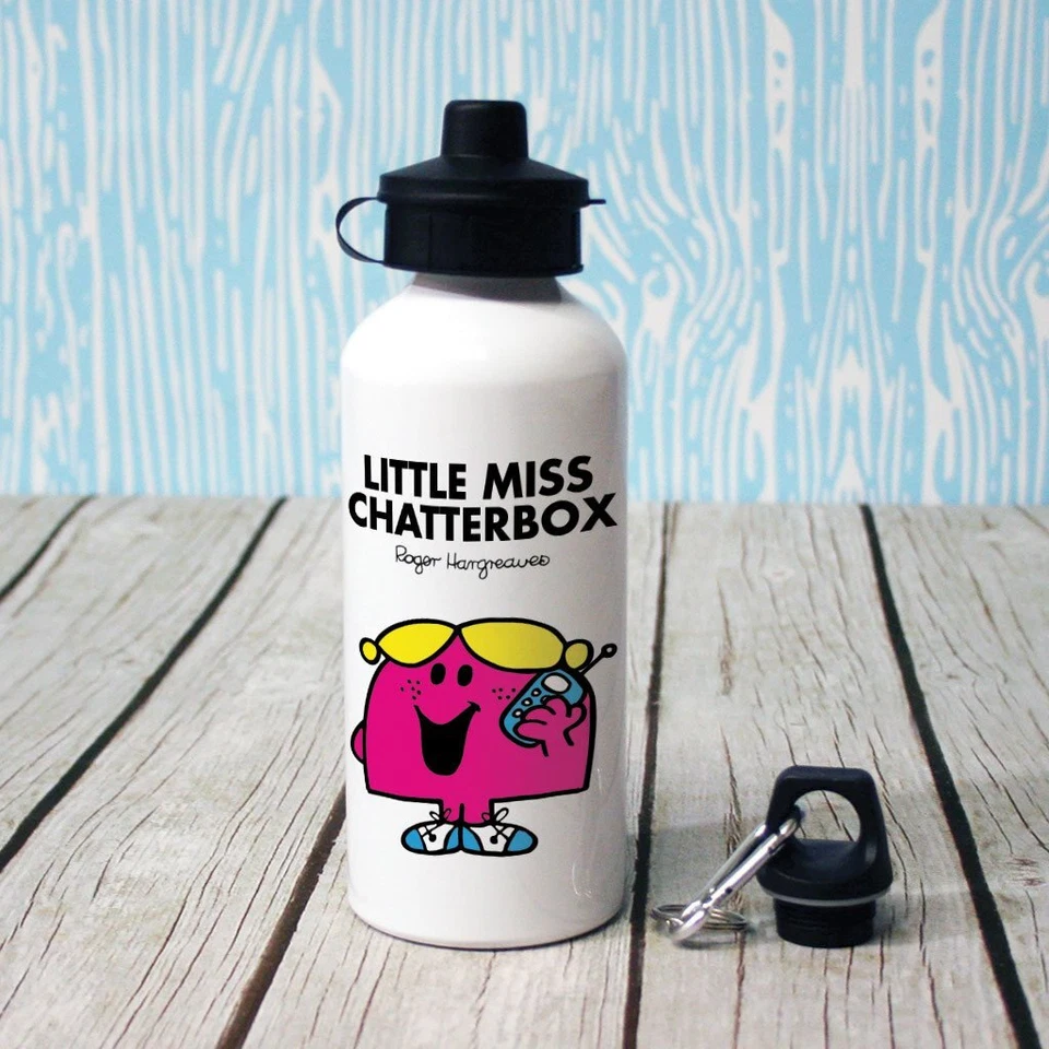 Mr Men Water Bottle Little Miss Chatterbox Portable Travel Cup w/ Carabiner Hook - Image 1 of 1