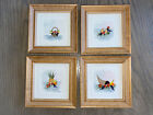 VINTAGE 4 SMALL PAT GARNETT  Fruit HAND PAINTED WATERCOLOR including frame 5x5