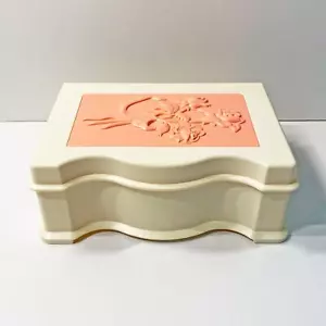 Vintage 1989 Playskool Pink Rose Plastic Toy Jewelry Box with Mirror - Picture 1 of 5