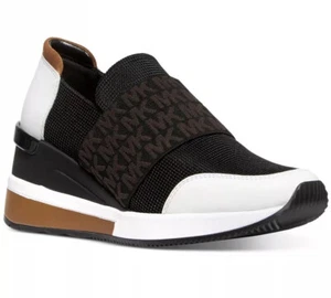 Neu Michael Kors Felix Logo Netz Sneaker Slipper Trainer schwarz optisch weiß - Bild 1 von 4