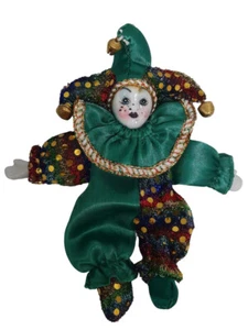 Green Jester Doll Magnet Ornament Party Favor Mardi Gras - Picture 1 of 4