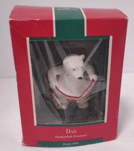 VINTAGE 1989 HALLMARK 3" DAD POLAR BEAR CHRISTMAS ORNAMENT NEW IN BOX - Picture 1 of 4