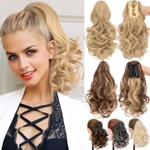 Lady Hairpiece 12" Real Claw Ponytail Clip In Hair Extensions Pony Tail As Human - Picture 1 of 42