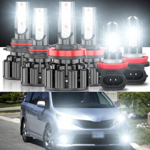 For Toyota Sienna 2011 2012-2020 LED Headlight High Low Beam Fog Light Bulbs 6X - Picture 1 of 12