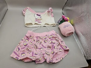 Build-A-Bear Hello Kitty Sanrio Pink Glitter Cupcake Pajamas Shirt Shorts Outfit - Picture 1 of 6