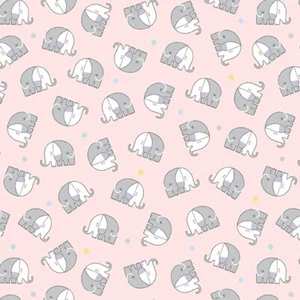 Feline Drive Fabric SNUGGLE IN THE JUNGLE FLANNEL Elephants Pink (18"x22") FQ - Picture 1 of 5