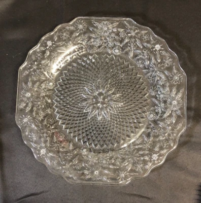 Plato de vidrio para servir/sándwich Indiana de colección 11,5" patrón de flores y diamantes de primavera Foto 1 de 4