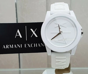 Neu Armani Exchange Herren Damen Unisex Uhr weiß Silikonarmband leicht a13 - Bild 1 von 12