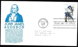 1241 5c John James Audubon FDC Anderson blue cachet Dec 7, 1963 - Picture 1 of 1