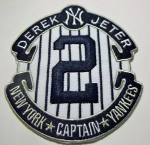 New York Yankees Derek Jeter 2~NY Embroidered PATCH~3 7/8" x 3 1/2"~Iron On~MLB - Picture 1 of 1