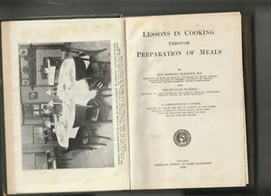 LESSONS IN COOKING THROUGH PREPARATION OF MEALS. 1919--COOKBOOKS - Picture 1 of 6