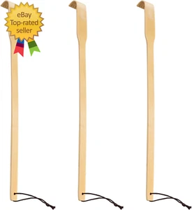 3 Pack Wooden Bamboo Back Scratcher,16.5 Inch Long Handle Back Scratchers, 100% - Picture 1 of 7