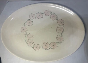 Stetson Grey Pink MCM Starburst Snowflake Atomic Dandelion Old Oval Platter Rare - Picture 1 of 11