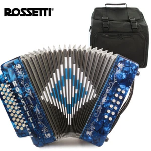 Rossetti 3112 GCF Sol 31 Button 12 Bass Diatonic Accordion Blue + Padded Gig Bag - Picture 1 of 6