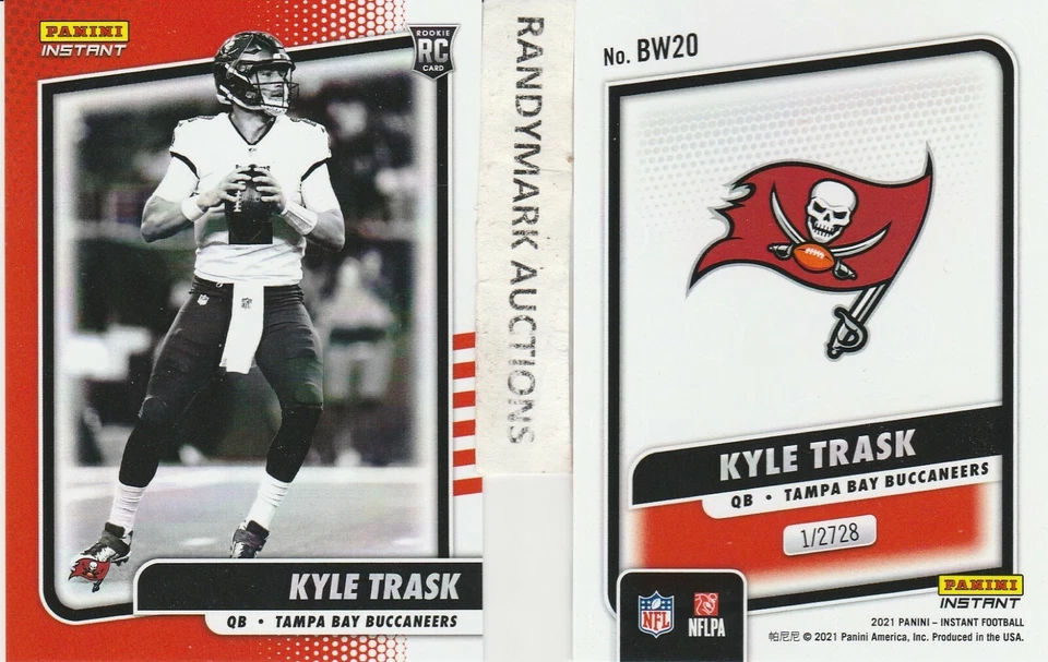 Kyle Trask TAMPA BAY BUCCANEERS 2021 PANINI INSTANT BLACK & WHITE BW20 x/2728 RC - Image 1 of 1