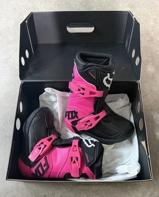 Fox Racing Niños COMP Botas de Motocross (Negro/Rosa) (Talla 11) K11  Foto 1 de 4