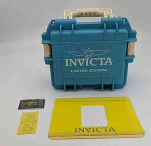 Invicta Limited Edition Scuba Case 3 Watch Storage Turquoise Blue & White Handle - Picture 1 of 6