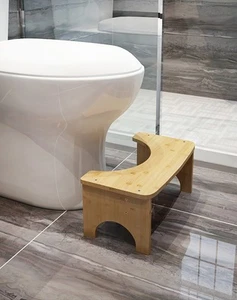 Bamboo Toilet Stool, 6.5 Inch Toilet Stool Squat Adult, Non-Slip Poop Stool f... - Picture 1 of 9