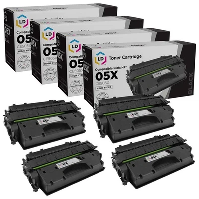 LD Compatible HP CE505X / 05X 4pk HY BLK Toners for HP Jet P2055d/P2055dn/P2055X - Image 1 of 4