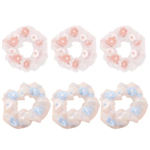 6Pcs Gauze Hair Rings Hair Rope Girl Ties Sweet Headdress Band - Picture 1 of 12
