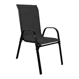 XL Stapelstuhl Gartenstuhl Stapelsessel aus Metall schwarz Textilen schwarz - Bild 1 von 2
